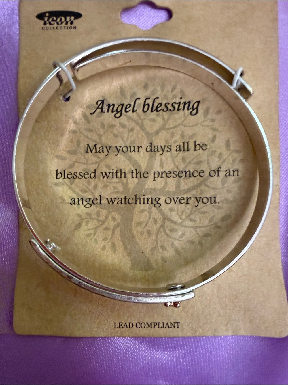 Angel Blessing Silver Bangle Bracelet